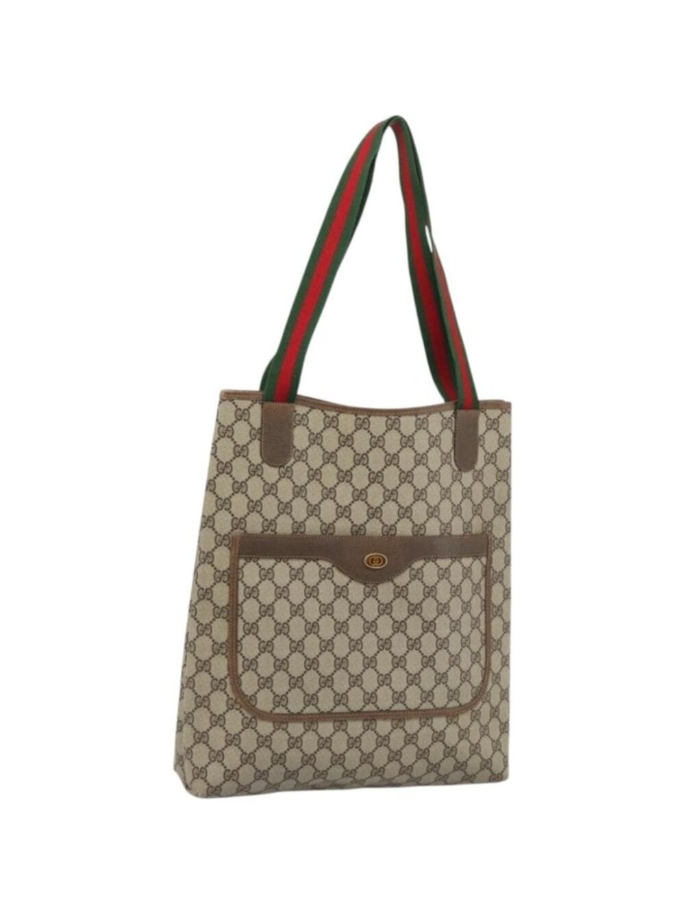 GUCCI GG Supreme Web Sherry Line Tote Bag PVC Beige